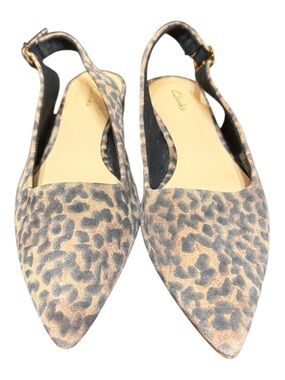 Clarks Leopard Print Slingback Pointed Toe Flats Women’s Size 7 Pre-Owned